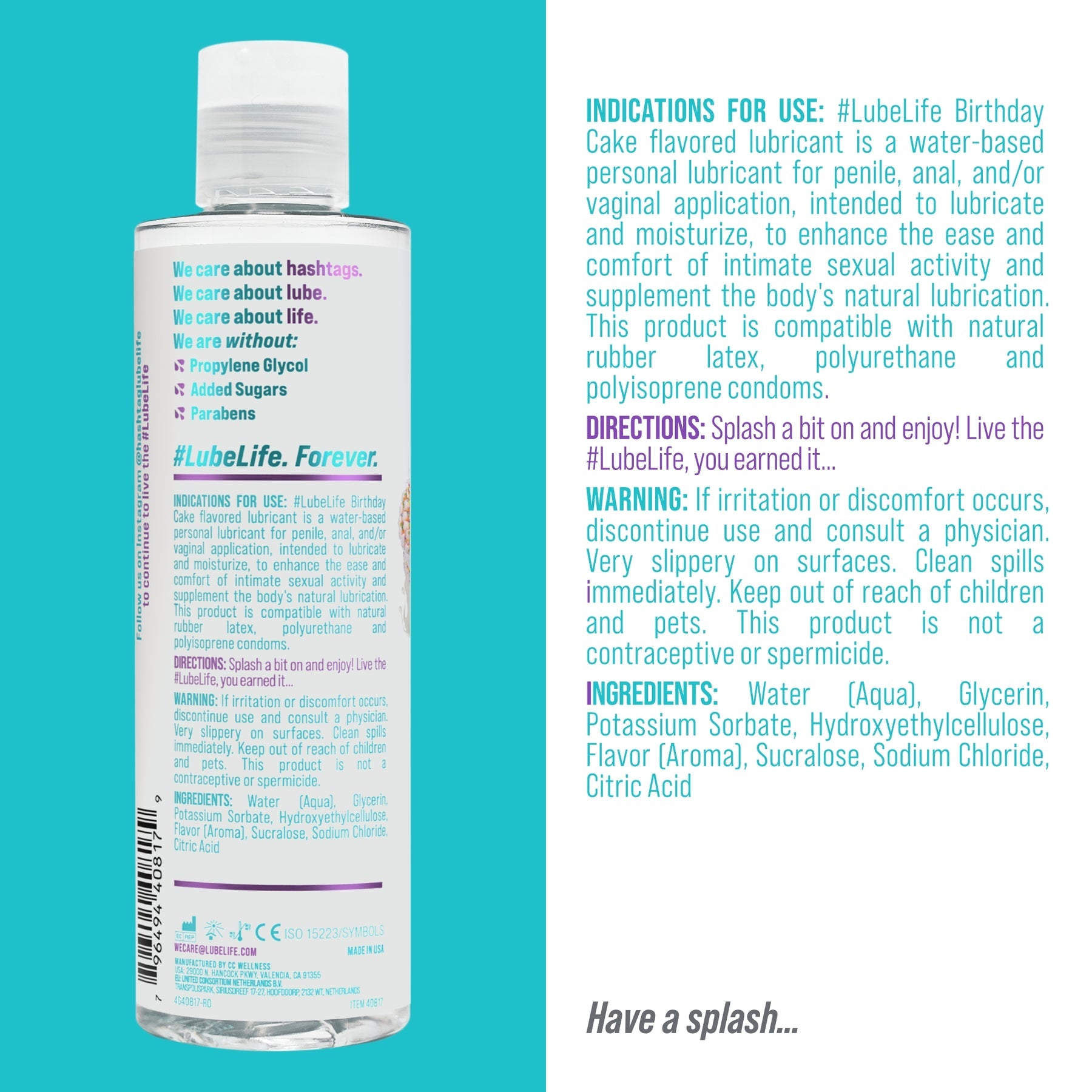 Lubelife Birthday Cake (Made in California) 8 Floz / 240 Ml