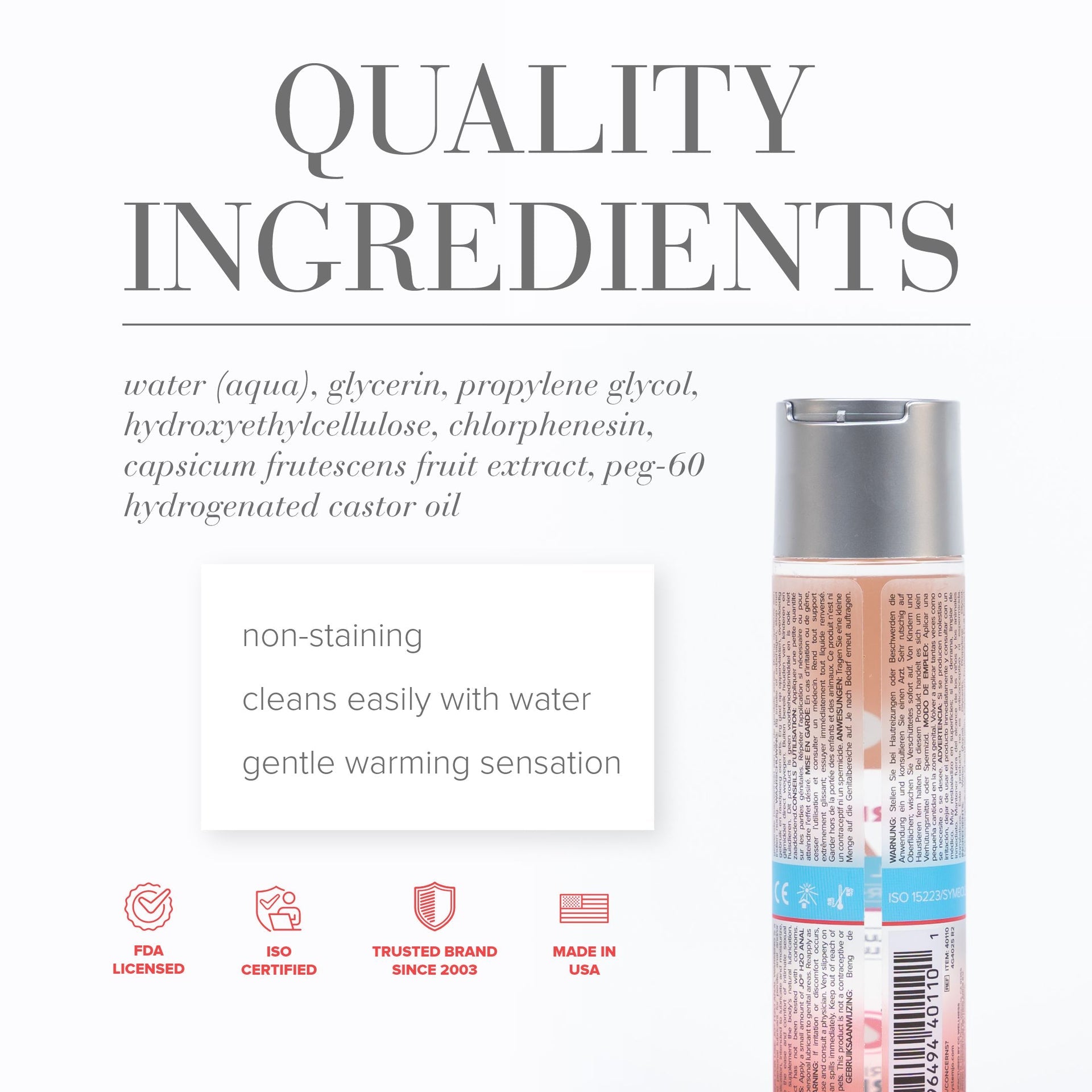 Jo H2O - Warming - Lubricant (Water-Based) 8 Floz / 240 Ml