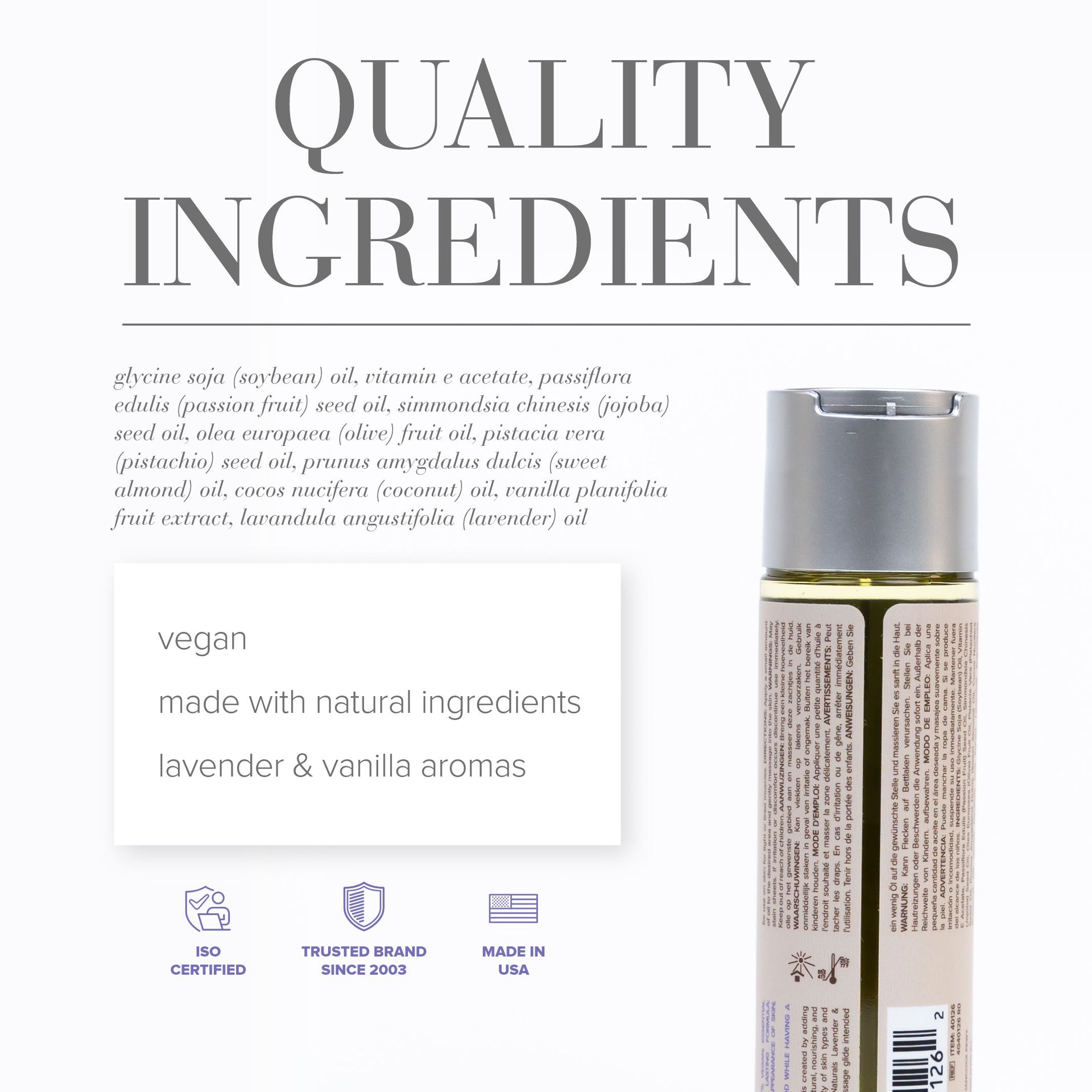 JO - Naturals Massage Oil - Lavender & Vanilla - 4 floz / 120Ml