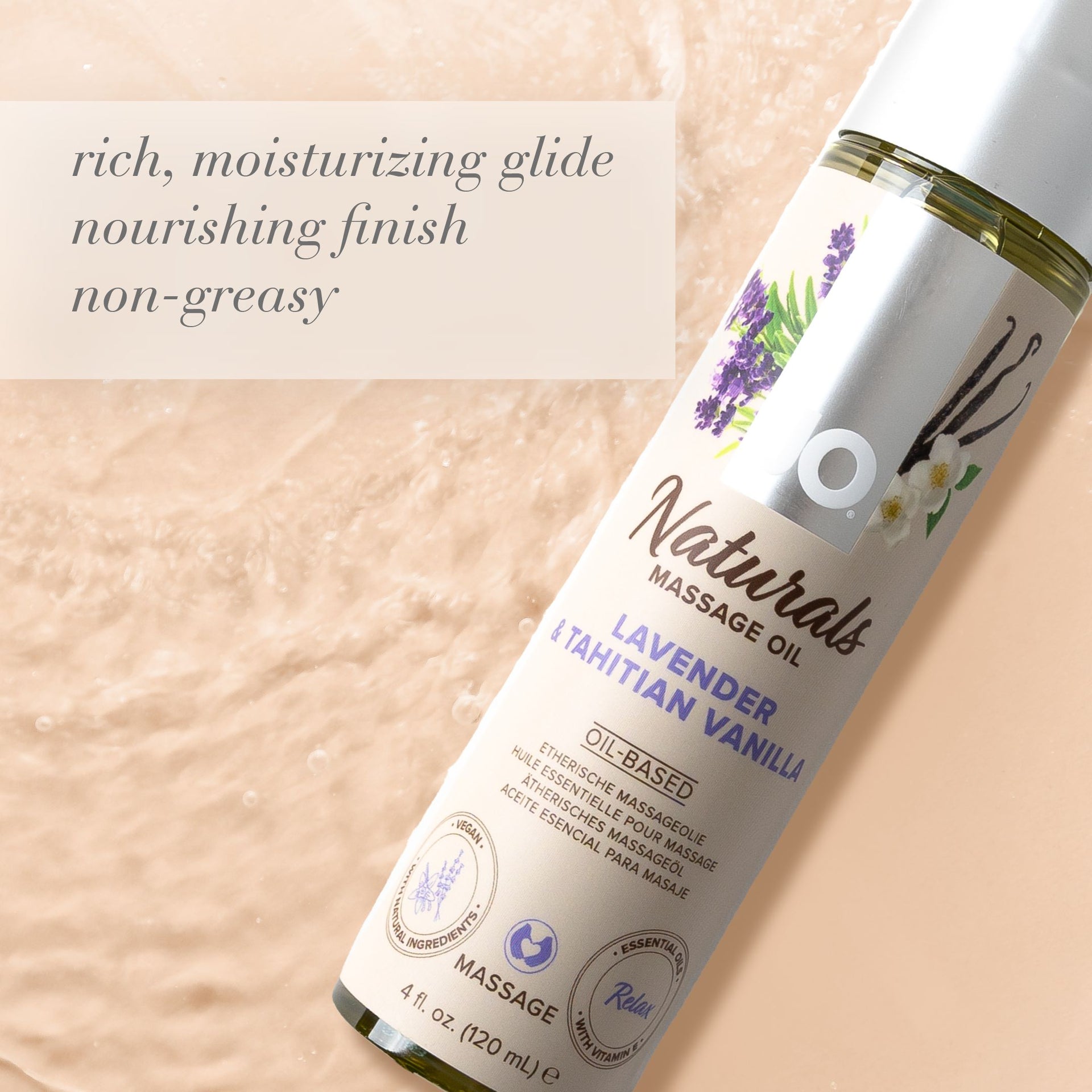 JO - Naturals Massage Oil - Lavender & Vanilla - 4 floz / 120Ml