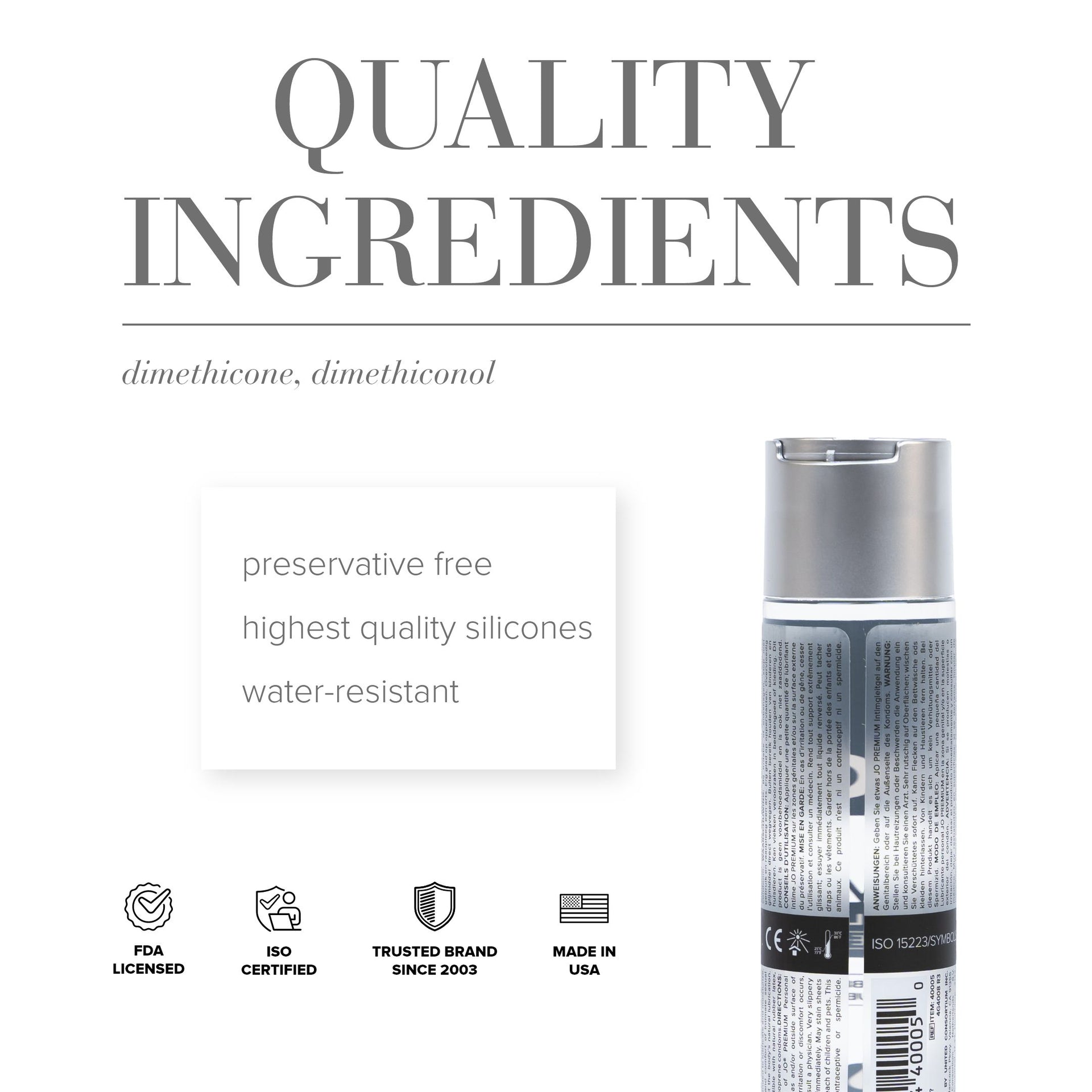 Jo Premium - Original - Lubricant (Silicone-Based) 1 Floz / 30 Ml